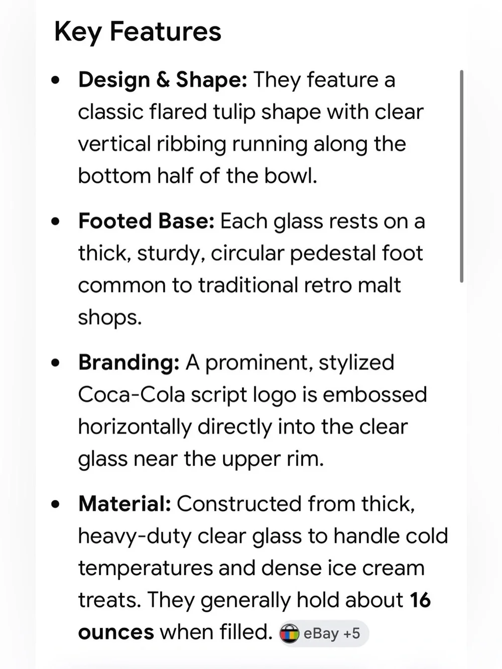 Set of (2) Vintage Coca Cola Soda Fountain Milkshake Glasses